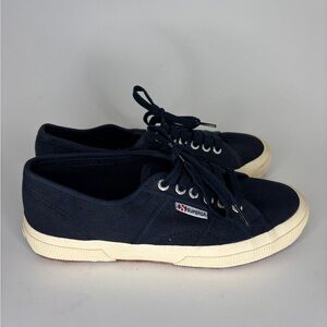Superga Shoes Lace Up Casual Sneakers Women Size 39.5 US 8.5 Blue Canvas